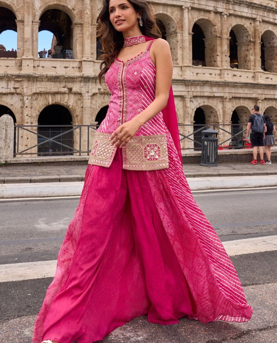 PINK - Amusing Pink Silk Palazzo Salwar Suit